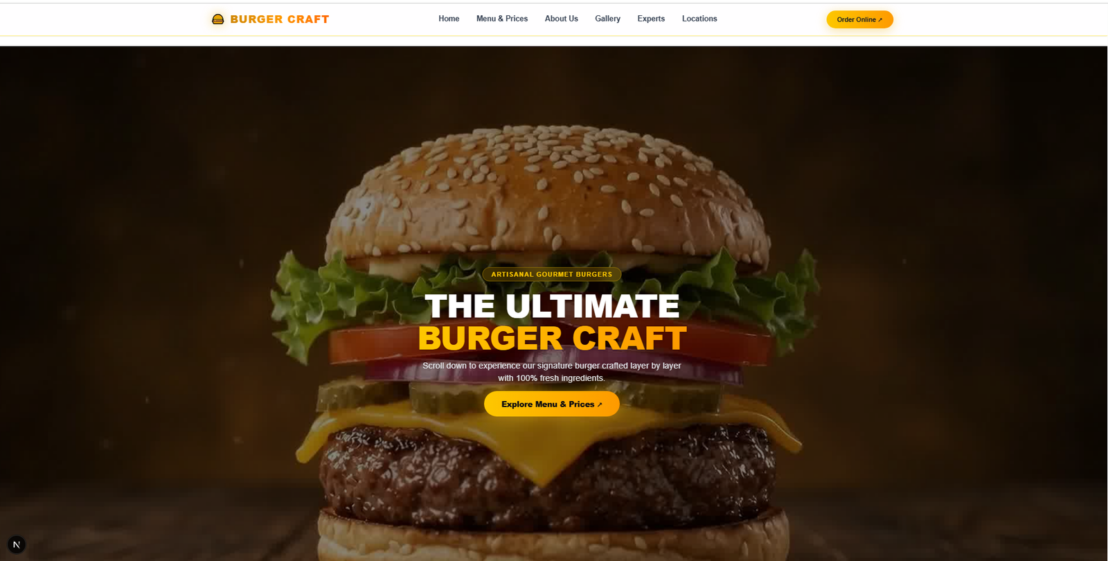Burger Craft – Cinematic Restaurant Website